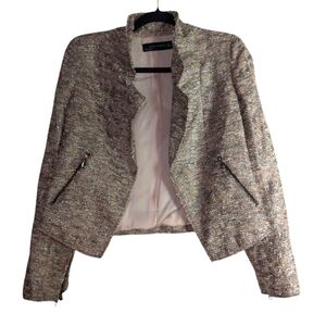 Zara Brown and Cream Cropped Blazer with Tailored Silhouette